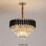 CRYSTAL CHANDELIER BLACK AND GOLD